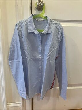 H&M Blue and White Striped Shirt with Chest Pocket